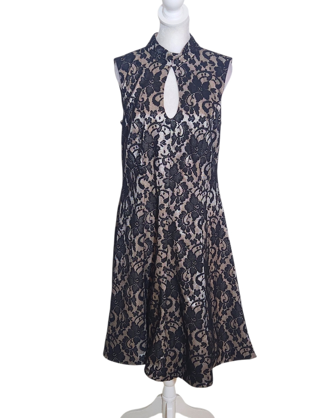 Jax Black Lace Keyhole Sleeveless A-Line Dress Size 12 NWT